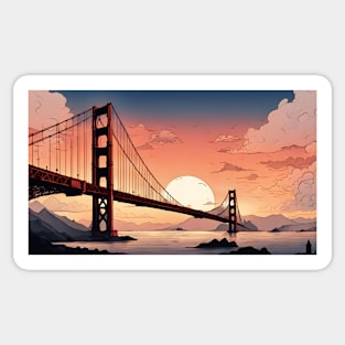 Golden Gate Bridge at Sunset Sticker